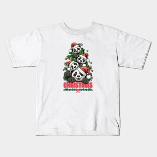 Panda Christmas Tree Kids T-Shirt